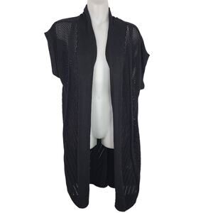 T Tahari Womens Cardigan Open Front Medium Long Vest Sleeveless Knit Minimalist